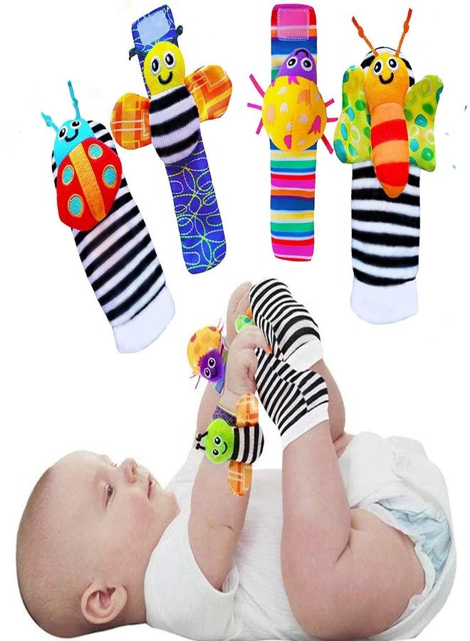 Style Keepers 4 Baby Wrist Rattle & Foot Finder Socks Set (4 PCS) for Newborn Infants | High Contrast Black White Red Sensory Development Toys | Soft Cotton Plush Wrist & Ankle Rattles for Babies 0-12 Months - Image 1